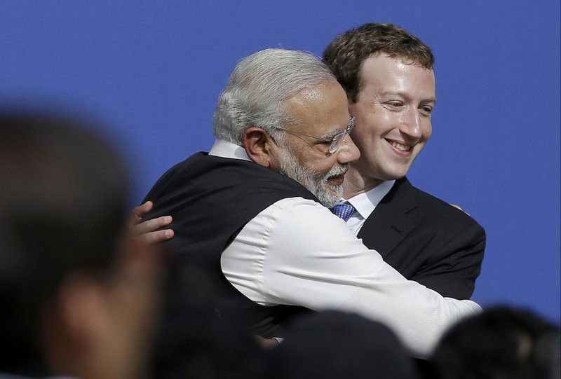 File Photo of Narendra Modi and Mark Zuckerberg of Facebook at the latter's headquarters in California.