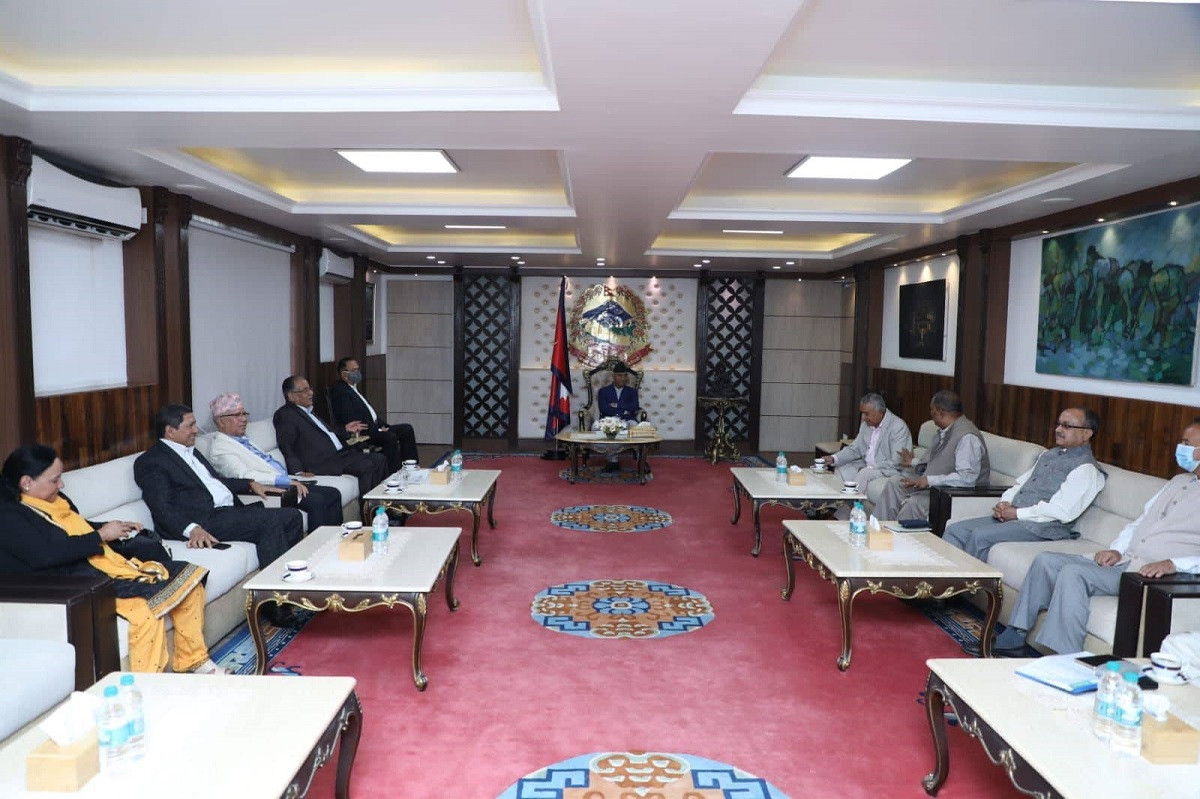 Meeting of top coalition leaders on Monday to review local election. Photo Courtesy: PM's Secretariat