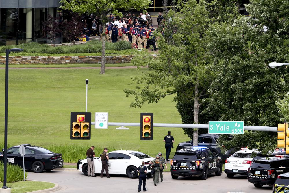 Tulsa police and firefighters respond to a shooting at the Natalie Medical Building Wednesday, June 1, 2022. in Tulsa, Oklahoma.