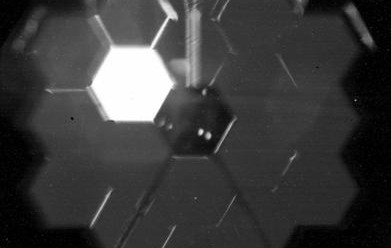 This photo provided by NASA shows a “selfie” created using a specialized pupil imaging lens inside of the NIRCam instrument that was designed to take images of the primary mirror segments ins