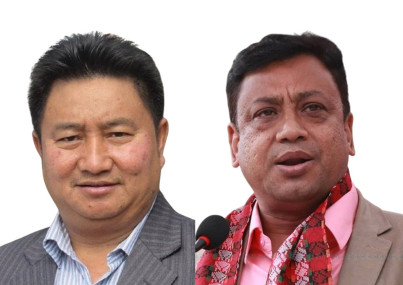 FILE - Bahadur Singh Lama (left) and Indra Baniya