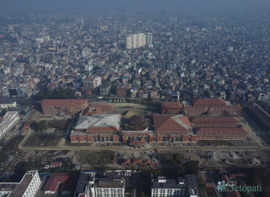 सिंहदरबारमा निर्माणाधीन संसद भवन। तस्बिर: नवीनबाबु गुरूङ/सेतोपाटी