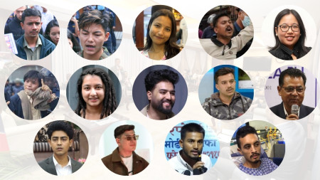 माथिल्लो लहरमा बायाँबाट अमित खनाल, रिजन रानामगर, रक्षा बम, खेमराज साउद र सामना लावती। बीचको लहरमा उपार्जुन चाम्लिङ, मोनिका निरौला, दिवाकर दंगाल, विवेक ढकाल र भोजबिक्रम थापा। अन्तिम लहरमा मिराज ढुंगाना, जेम्स कार्की, पुरूषोत्तम यादव र अभिषेक श्रेष्ठ।