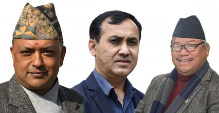 FILE - (L-R) Thapa, Sharma and Angdembe
