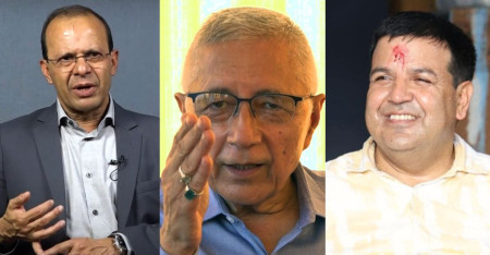 बायाँबाट क्रमश: मिनेन्द्र रिजाल, शेखर कोइराला र सुनिल शर्मा