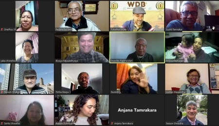 नेपाल भाषाको गुगल अनुवाद निम्ति भइरहेको जुम मिटिङको दृश्य।