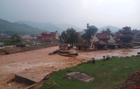 Panauti area is flooded after heavy rainfall on Monday. (Photo: Panauti Municipality Mayor Ram Sharan Bhandari)