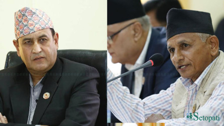 Ramhari Khatiwada (left) and Hitraj Pandey (Photo: Nabin Babu Gurung/Setopati)