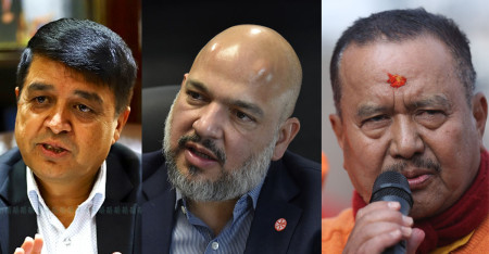 चन्द्र ढकाल, शेखर गोल्छा र मीनबहादुर गुरूङ। फाइल तस्बिर।