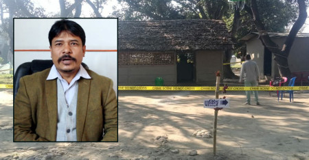 घटनास्थल र पक्राउ परेका महावीर चौधरी।