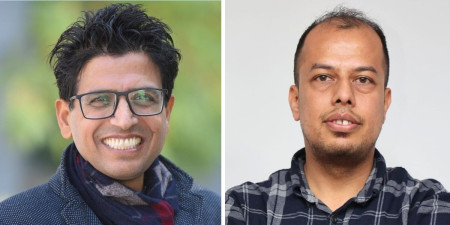 नरोत्तम अर्याल (बायाँ) र सन्देश पौड्याल