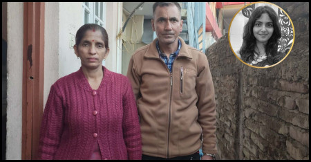 निखिता गौतम (इन्सेटमा), उनकी आमा कल्पना गौतम र बुबा लोकनाथ गौतम।