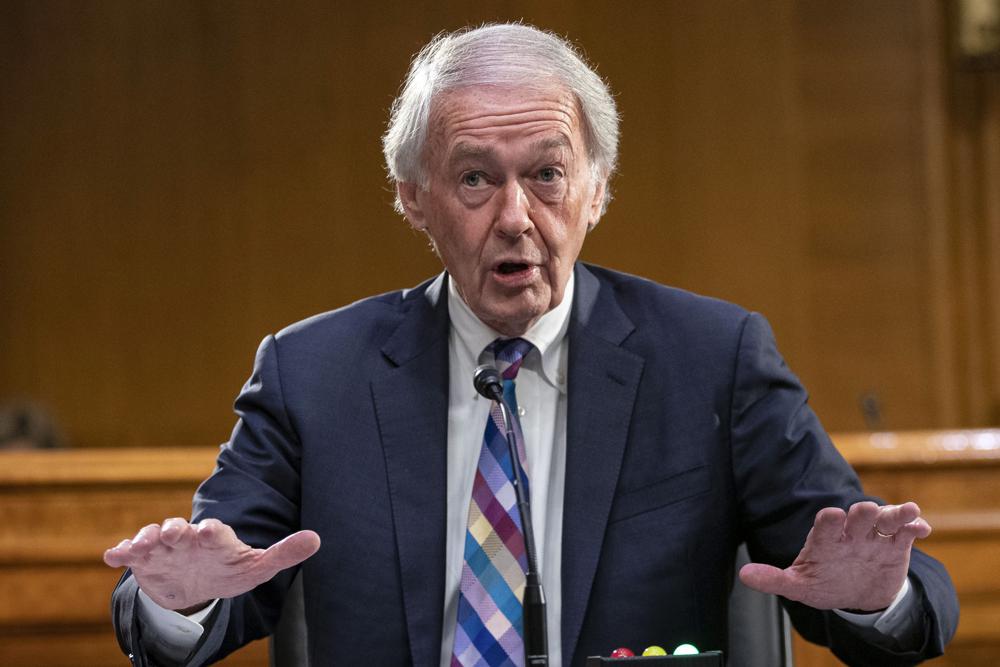 FILE - Sen Ed Markey, D-Mass., speaks during a Senate Foreign Relations committee hearing on the Fiscal Year 2023 Budget in Washington, on April 26, 2022. (AP/RSS Photo)
