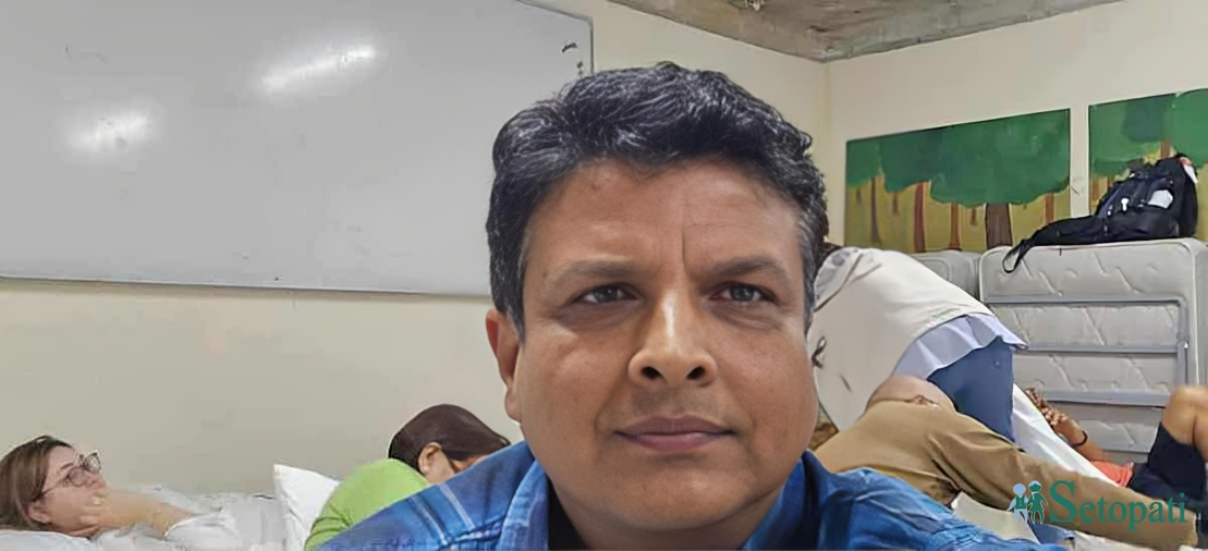 विराटनगरका मेयर नागेश कोइरालाले इसराइलको बंकरबाट पठाएको तस्बिर।