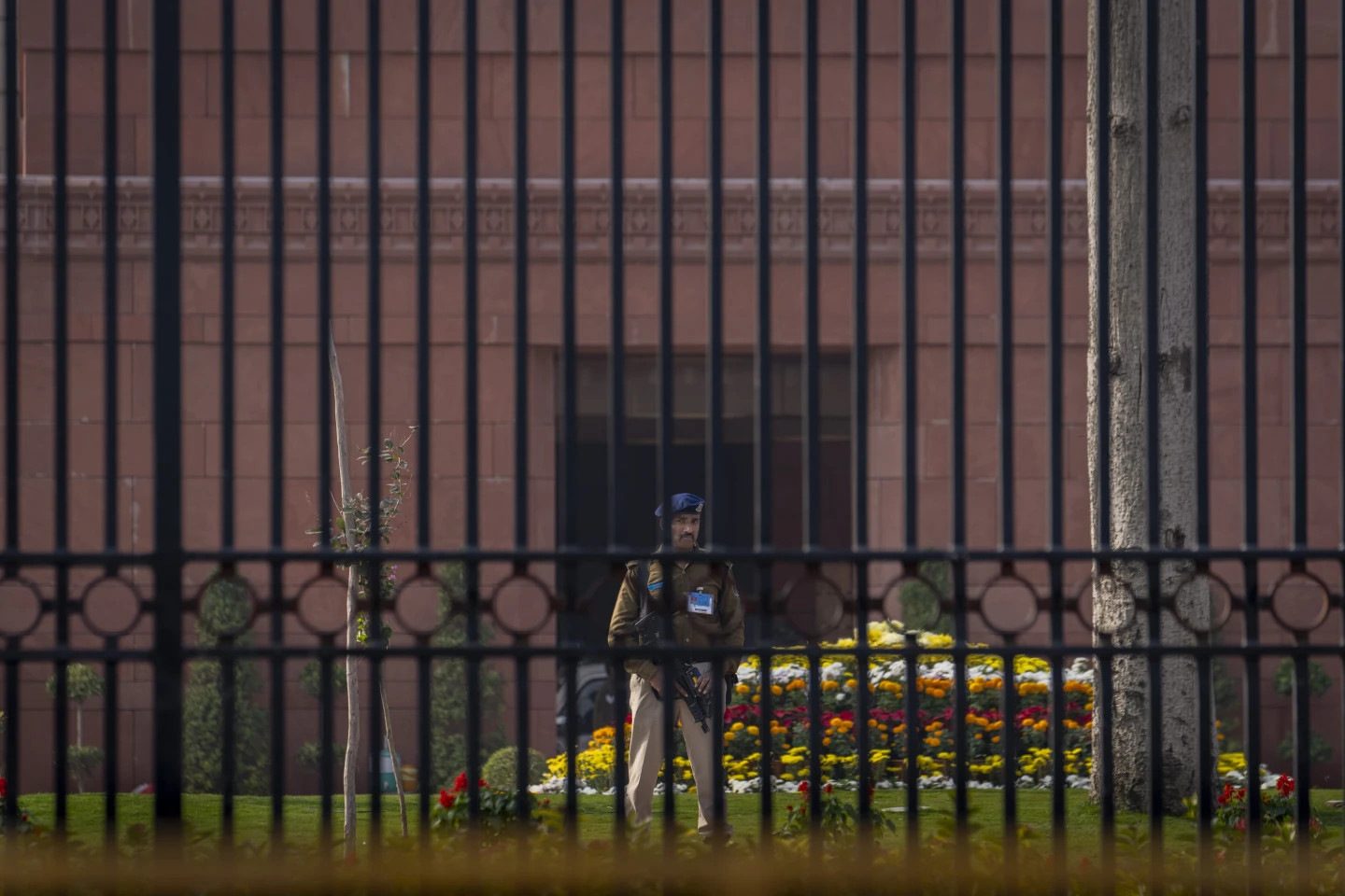 An Indian paramilitary soldier stands guard inside the premises of the parliament in New Delhi, India, Wednesday, Dec. 13, 2023. (AP/RSS Photo)