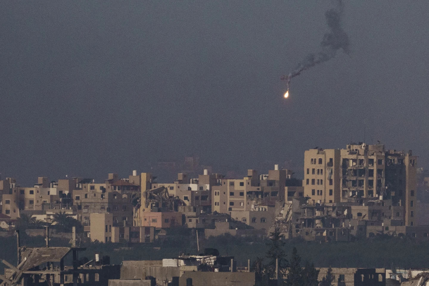 An Israeli Apache helicopter fires a missile in direction of the Gaza Strip, as seen from southern Israel, Monday, Nov. 20, 2023. (AP/RSS Photo)