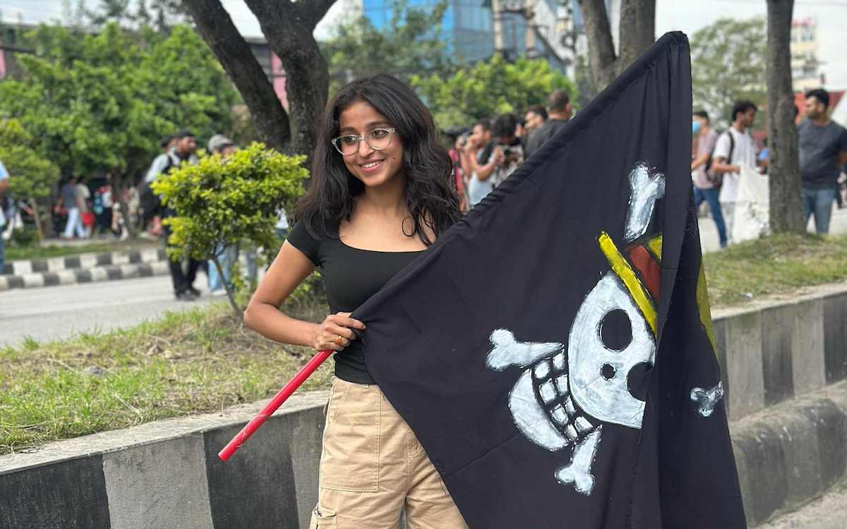 भदौ २३ को प्रदर्शन क्रममा तनुजा पाण्डे।