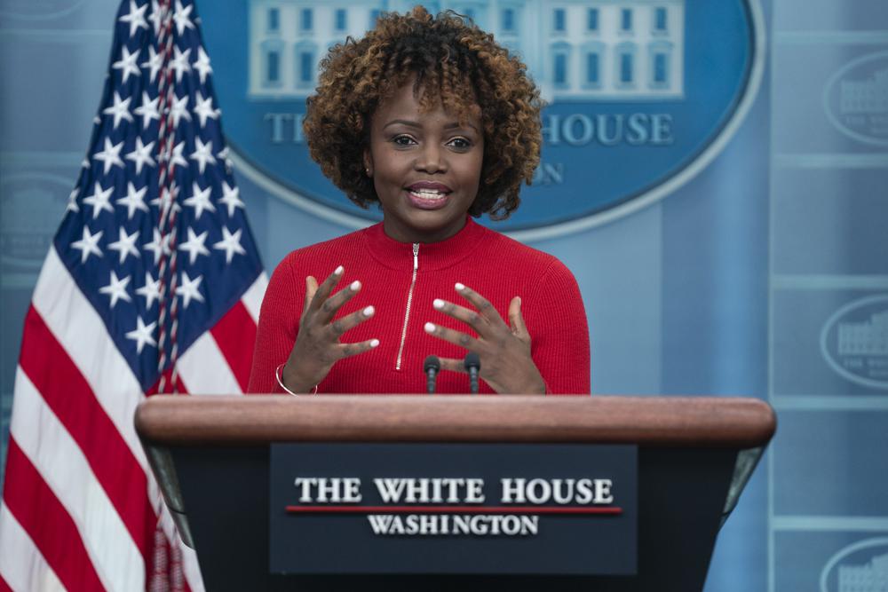 White House press secretary Karine Jean-Pierre speaks during a press briefing at the White House, Monday, Feb. 13, 2023, in Washington. AP/RSS Photo