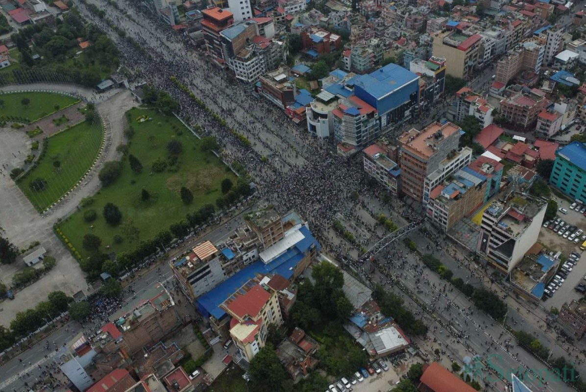 बानेश्वरको प्रदर्शन। तस्बिरः नवीनबाबु गुरूङ/सेतोपाटी।
