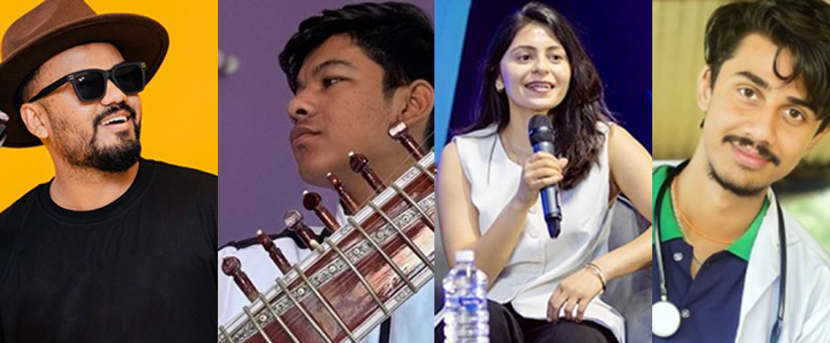 बायाँबाट क्रमश: आशिष पुरी, सरोज पराजुली, दिव्या ढकाल र आयुष आश्रित।