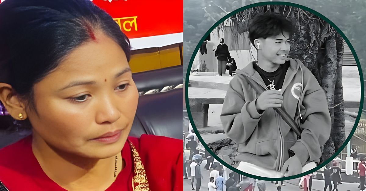 मधु सारू मगर र इन्सेटमा उनका छोरा माधव मगर।