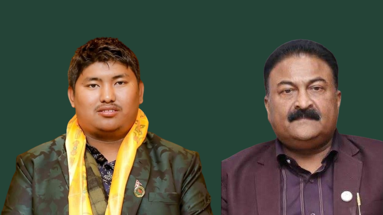 'घुस डिल' मा संलग्न भनिएका सुजन लामा र मन्त्री राजकुमार गुप्ता।