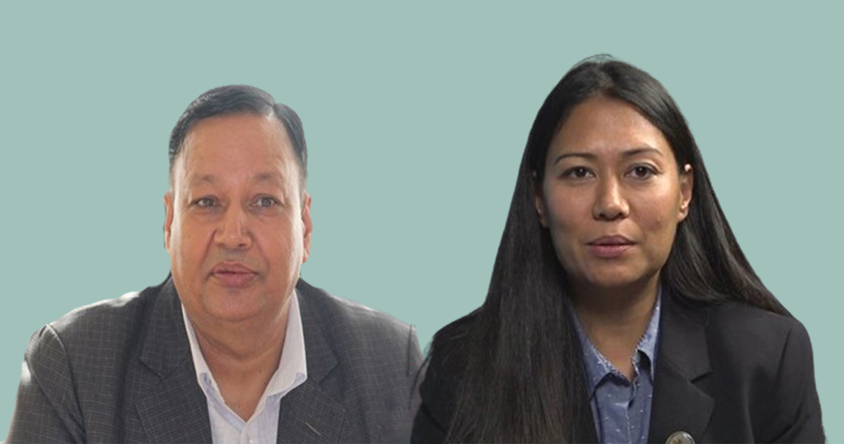 माओवादी सांसद देवेन्द्र पौडेल र शिक्षा मन्त्री सुमना श्रेष्ठ। फाइल तस्बिर।