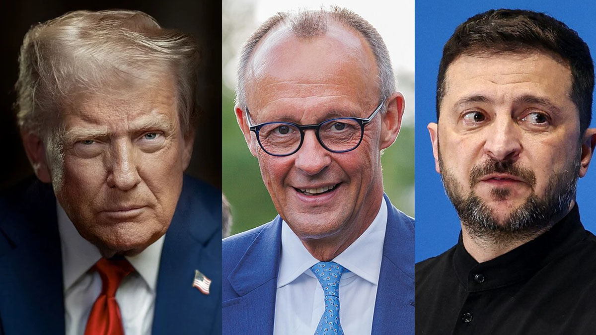 ट्रम्प,मर्ज र जेलेन्स्की। फाइल तस्बिर।